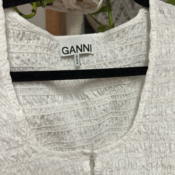 GANNI White Cotton Poplin Smock Blouse Size EU 42 (equivalent US 10) - Picture 4 of 6